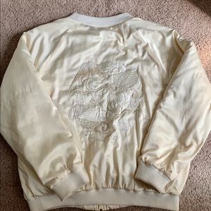 Men’s White embroidered Silky Bomber